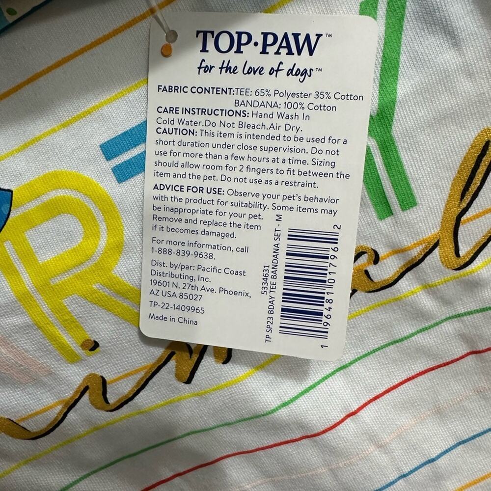 Top Paw® Birthday "Party Animal" Dog Tee & Bandana Set - M - Picture 9 of 10